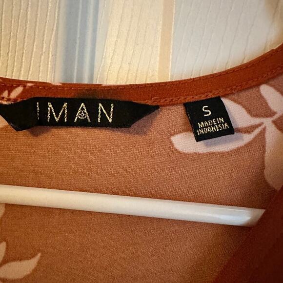 Iman Burnt Orange White Floral Casual Dress Women’s Size Small - Picture 4 of 6